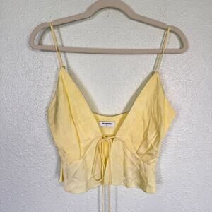 Rumored Wilder Top Women XS Babydoll Blouse Tie Front Crop Cami Boho Revolve